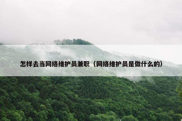 怎样去当网络维护员兼职（网络维护员是做什么的）