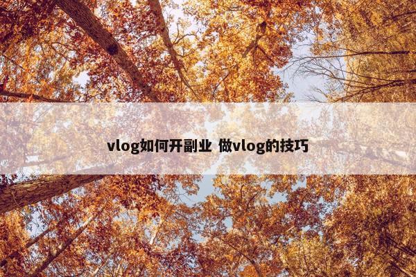 vlog如何开副业 做vlog的技巧