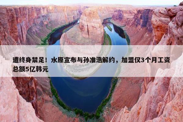 遭终身禁足！水原宣布与孙准浩解约，加盟仅3个月工资总额5亿韩元