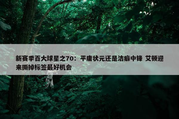 新赛季百大球星之70：平庸状元还是洁癖中锋 艾顿迎来撕掉标签最好机会