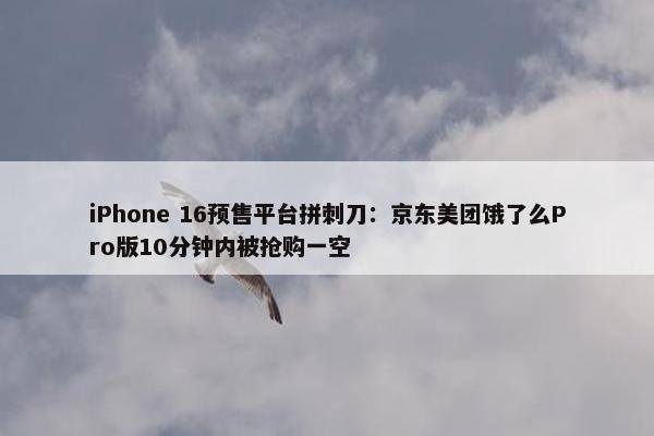 iPhone 16预售平台拼刺刀：京东美团饿了么Pro版10分钟内被抢购一空