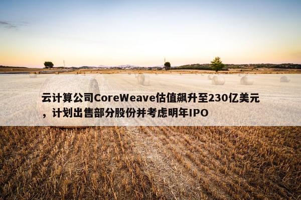 云计算公司CoreWeave估值飙升至230亿美元，计划出售部分股份并考虑明年IPO