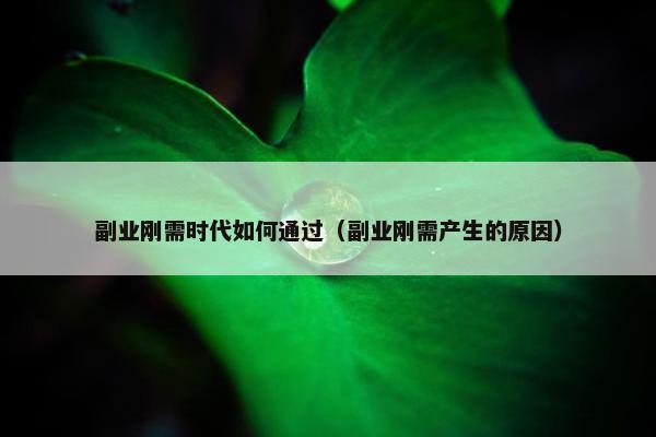 副业刚需时代如何通过（副业刚需产生的原因）