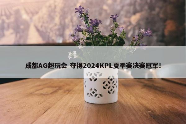 成都AG超玩会 夺得2024KPL夏季赛决赛冠军！