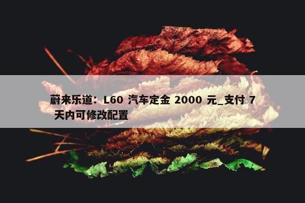 蔚来乐道：L60 汽车定金 2000 元_支付 7 天内可修改配置