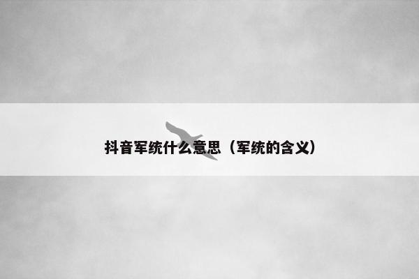 抖音军统什么意思（军统的含义）