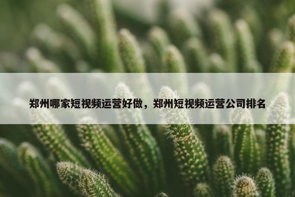 郑州哪家短视频运营好做，郑州短视频运营公司排名