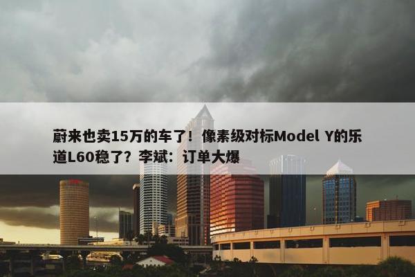 蔚来也卖15万的车了！像素级对标Model Y的乐道L60稳了？李斌：订单大爆