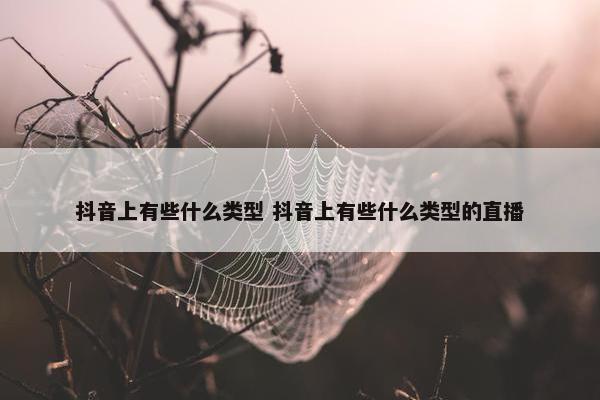 抖音上有些什么类型 抖音上有些什么类型的直播