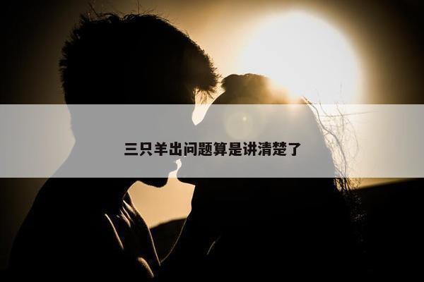 三只羊出问题算是讲清楚了