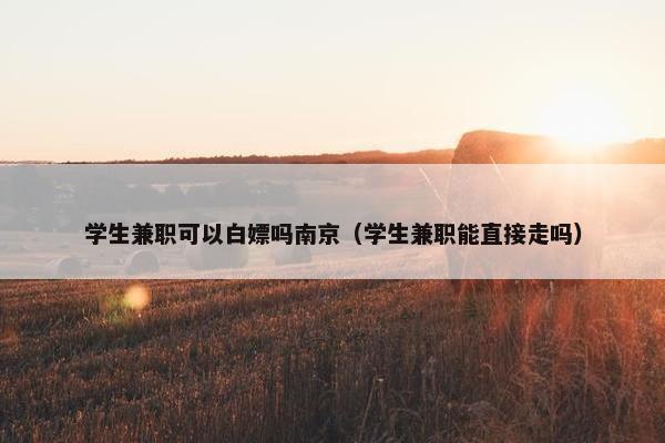 学生兼职可以白嫖吗南京（学生兼职能直接走吗）