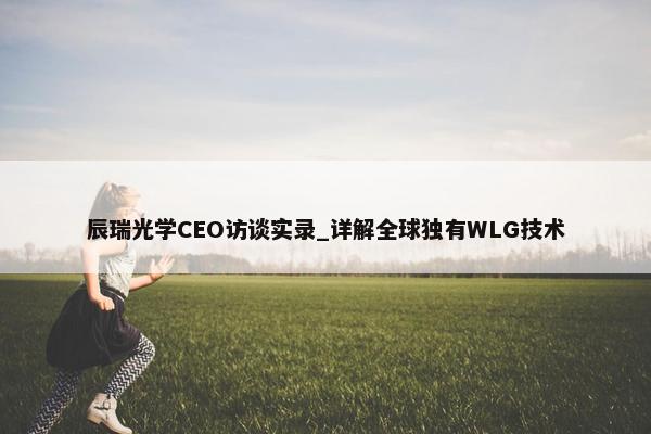 辰瑞光学CEO访谈实录_详解全球独有WLG技术