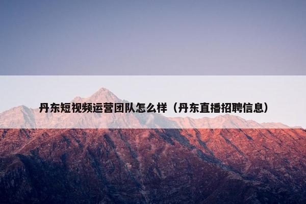 丹东短视频运营团队怎么样（丹东直播招聘信息）