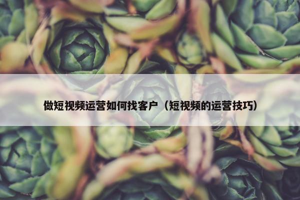 做短视频运营如何找客户（短视频的运营技巧）