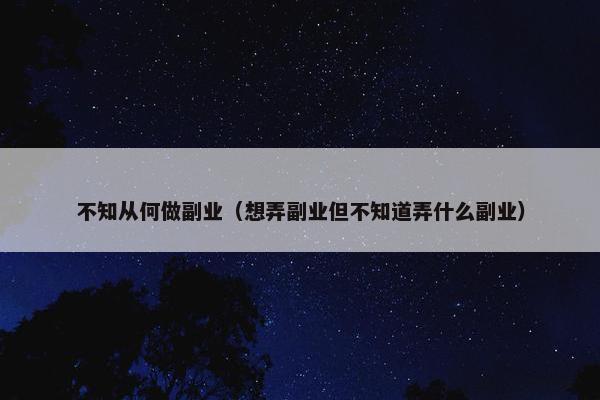 不知从何做副业（想弄副业但不知道弄什么副业）