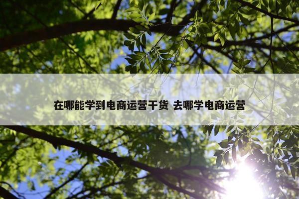 在哪能学到电商运营干货 去哪学电商运营