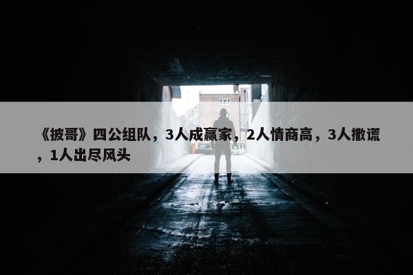 《披哥》四公组队，3人成赢家，2人情商高，3人撒谎，1人出尽风头