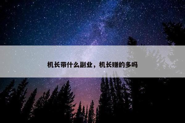 机长带什么副业，机长赚的多吗