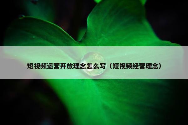 短视频运营开放理念怎么写（短视频经营理念）