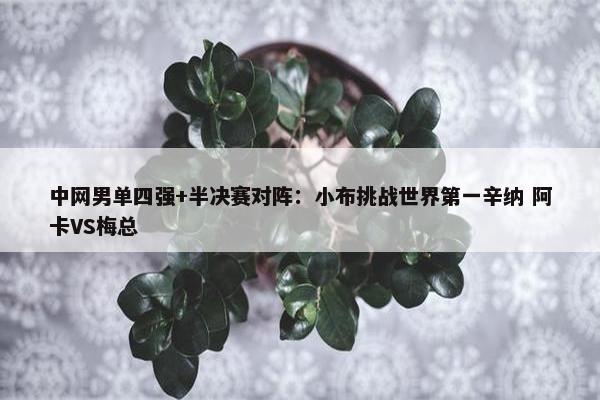 中网男单四强+半决赛对阵：小布挑战世界第一辛纳 阿卡VS梅总