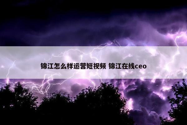 锦江怎么样运营短视频 锦江在线ceo