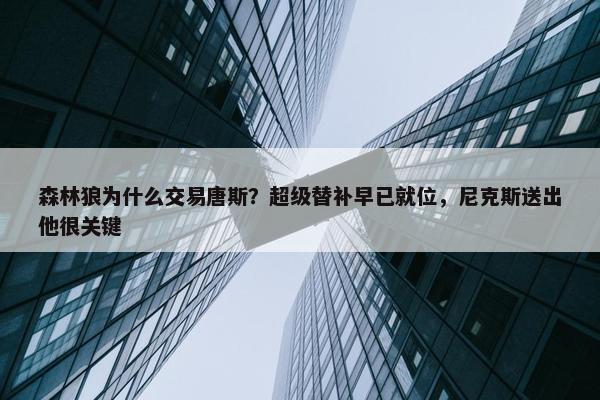 森林狼为什么交易唐斯？超级替补早已就位，尼克斯送出他很关键