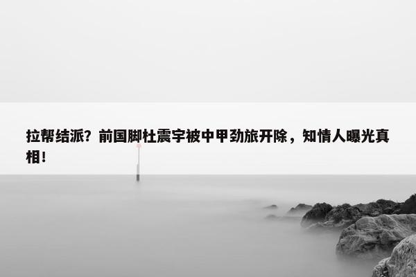 拉帮结派？前国脚杜震宇被中甲劲旅开除，知情人曝光真相！