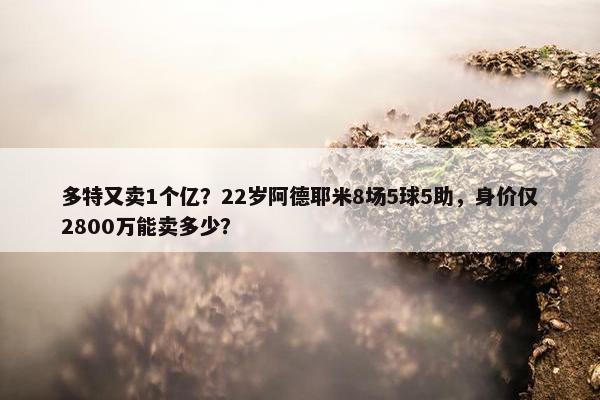 多特又卖1个亿？22岁阿德耶米8场5球5助，身价仅2800万能卖多少？