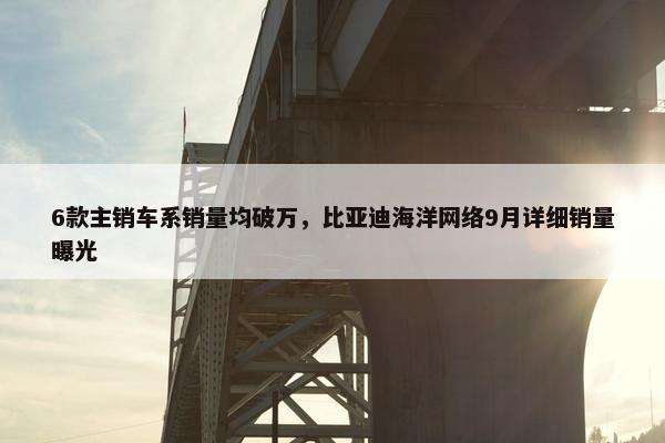 6款主销车系销量均破万，比亚迪海洋网络9月详细销量曝光