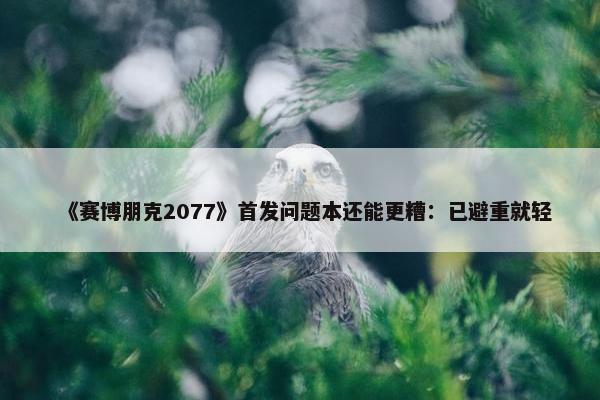 《赛博朋克2077》首发问题本还能更糟：已避重就轻