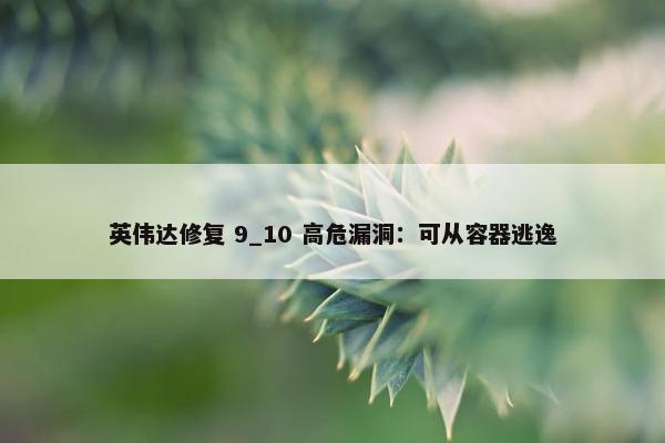 英伟达修复 9_10 高危漏洞：可从容器逃逸