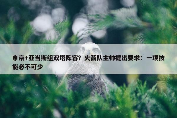 申京+亚当斯组双塔阵容？火箭队主帅提出要求：一项技能必不可少