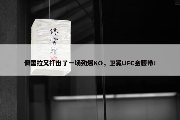 佩雷拉又打出了一场劲爆KO，卫冕UFC金腰带！