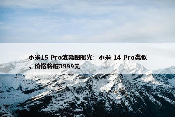 小米15 Pro渲染图曝光：小米 14 Pro类似，价格将破3999元