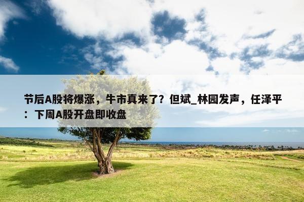 节后A股将爆涨，牛市真来了？但斌_林园发声，任泽平：下周A股开盘即收盘