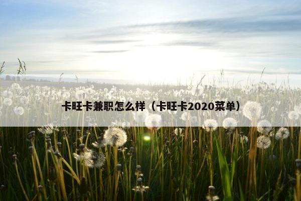 卡旺卡兼职怎么样（卡旺卡2020菜单）